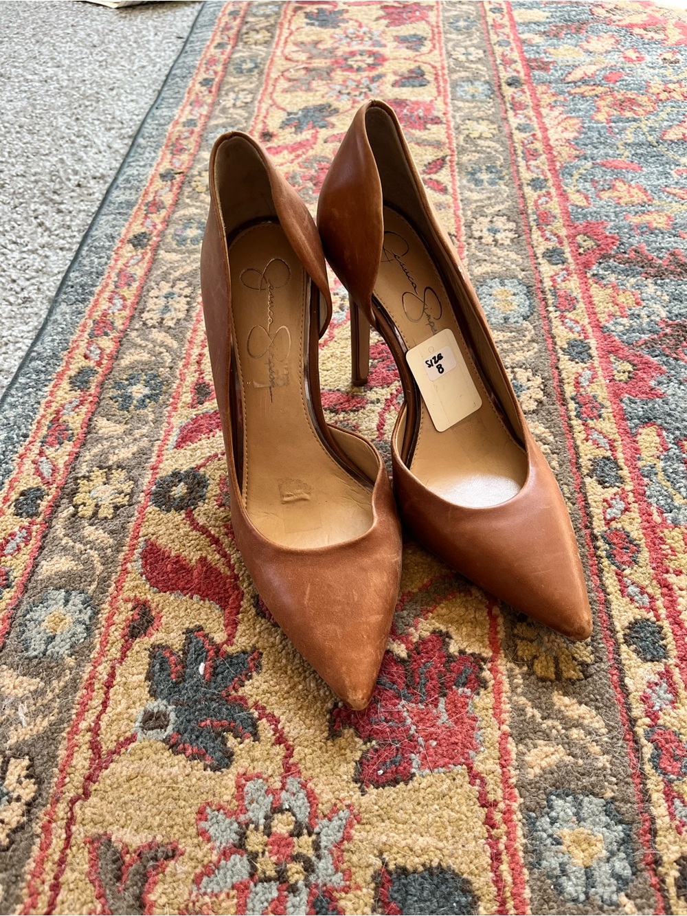 Jessica Simpson Tan Pointed-Toe Stiletto Pumps